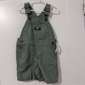 Oshkosh B’Gosh Toddler Green Cargo Short Overalls Size 24 Months NWT